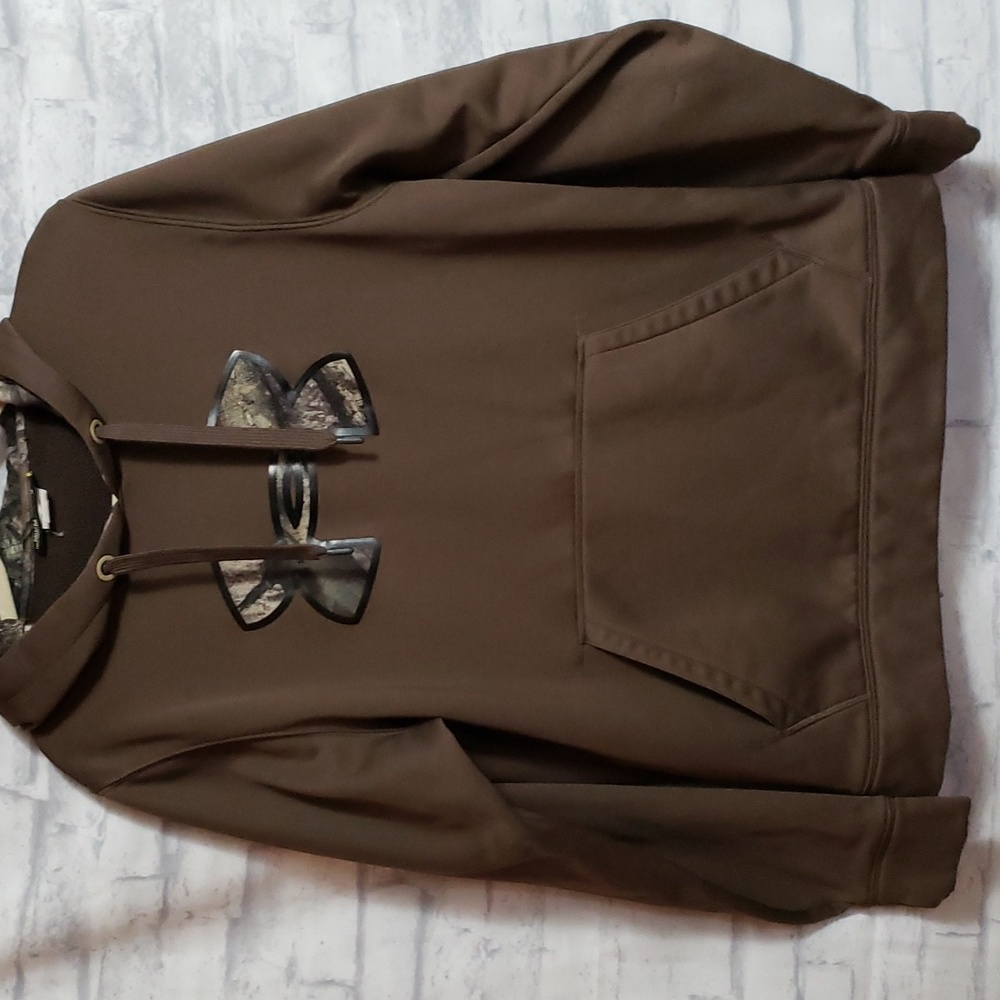 Brown UA Hoodie with Mossy Oak Camo Hood Lining